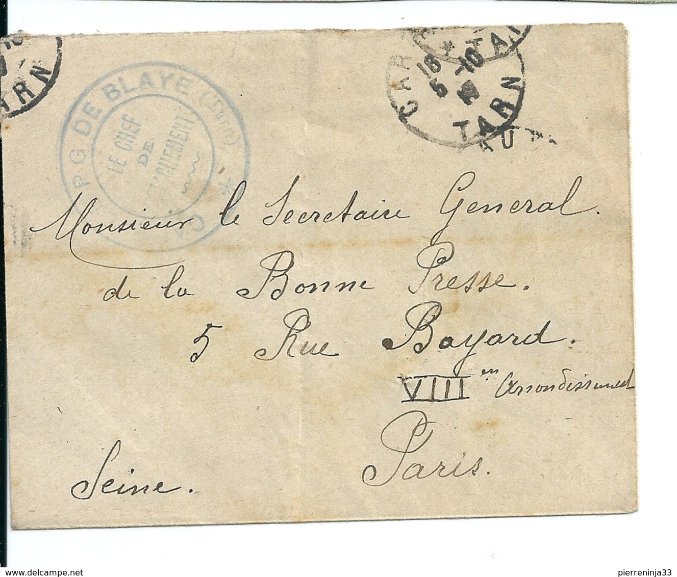 Lettre Avec Cachet " Camp De P.G. De Blaye / Tarn" ( Sans Correspondance) - Lettres & Documents