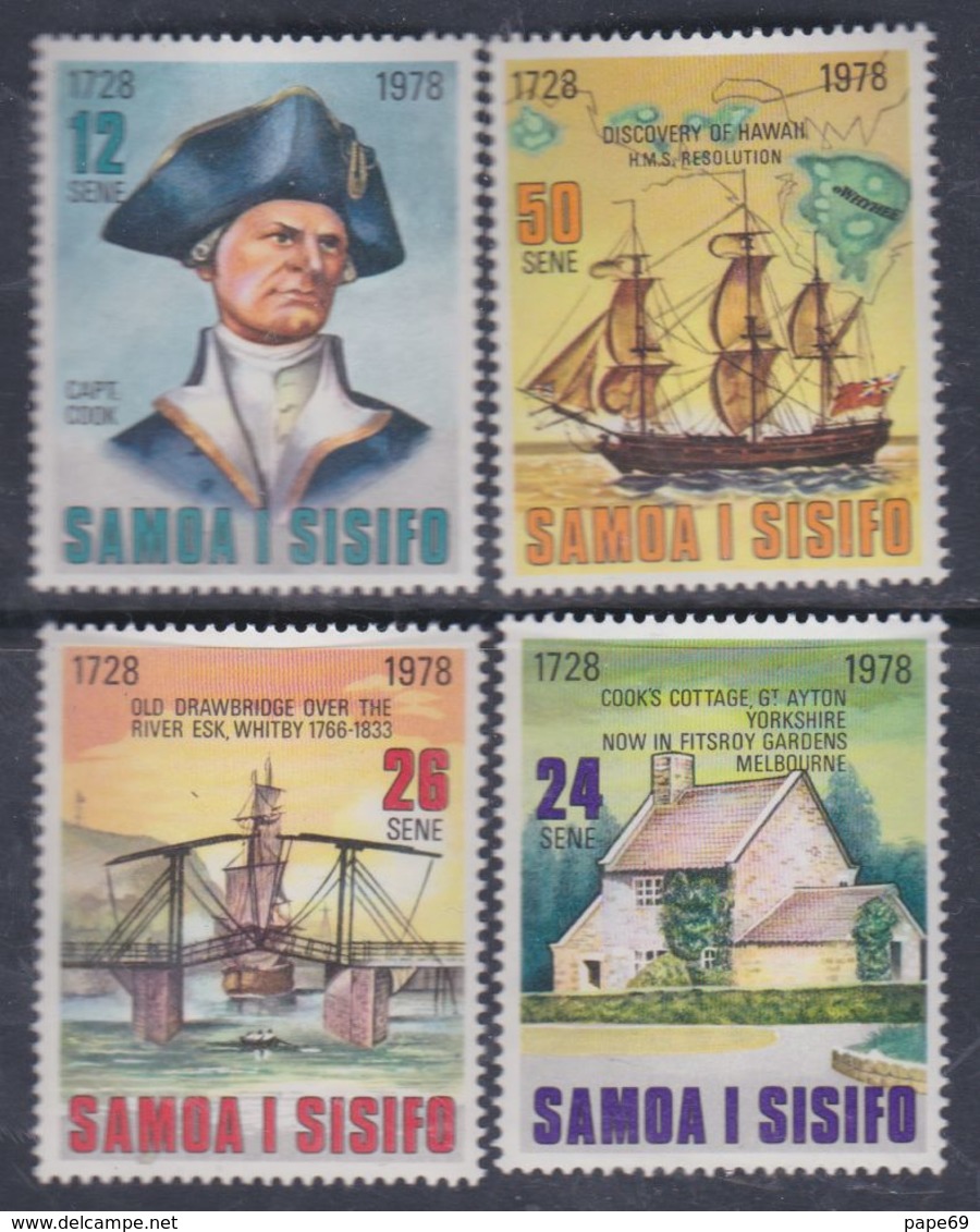 Samoa N° 432 / 35 XX 250ème Anniv. De La Naissance Du Capitaine Cook, Les 4 Valeurs Sans Charnière, TB - Samoa