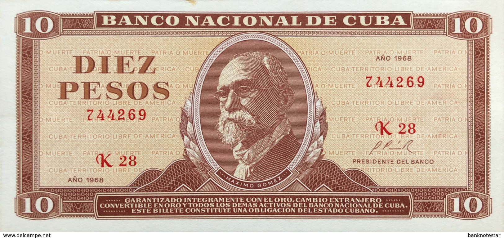 Cuba 10 Pesos, P-104a (1968) - AUNC - Cuba