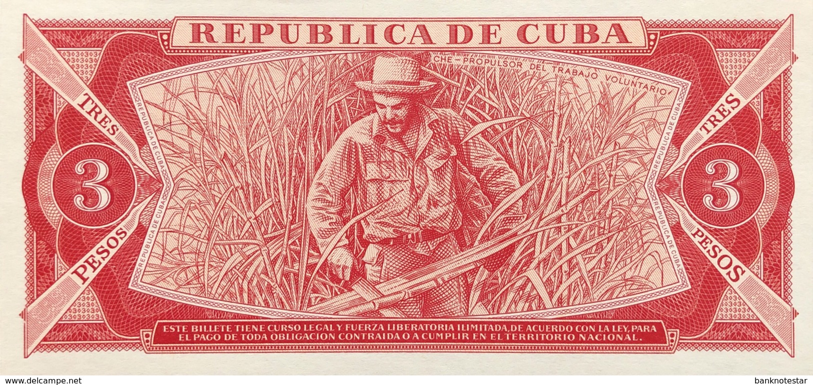 Cuba 3 Pesos, P-107b (1988) - UNC - Cuba