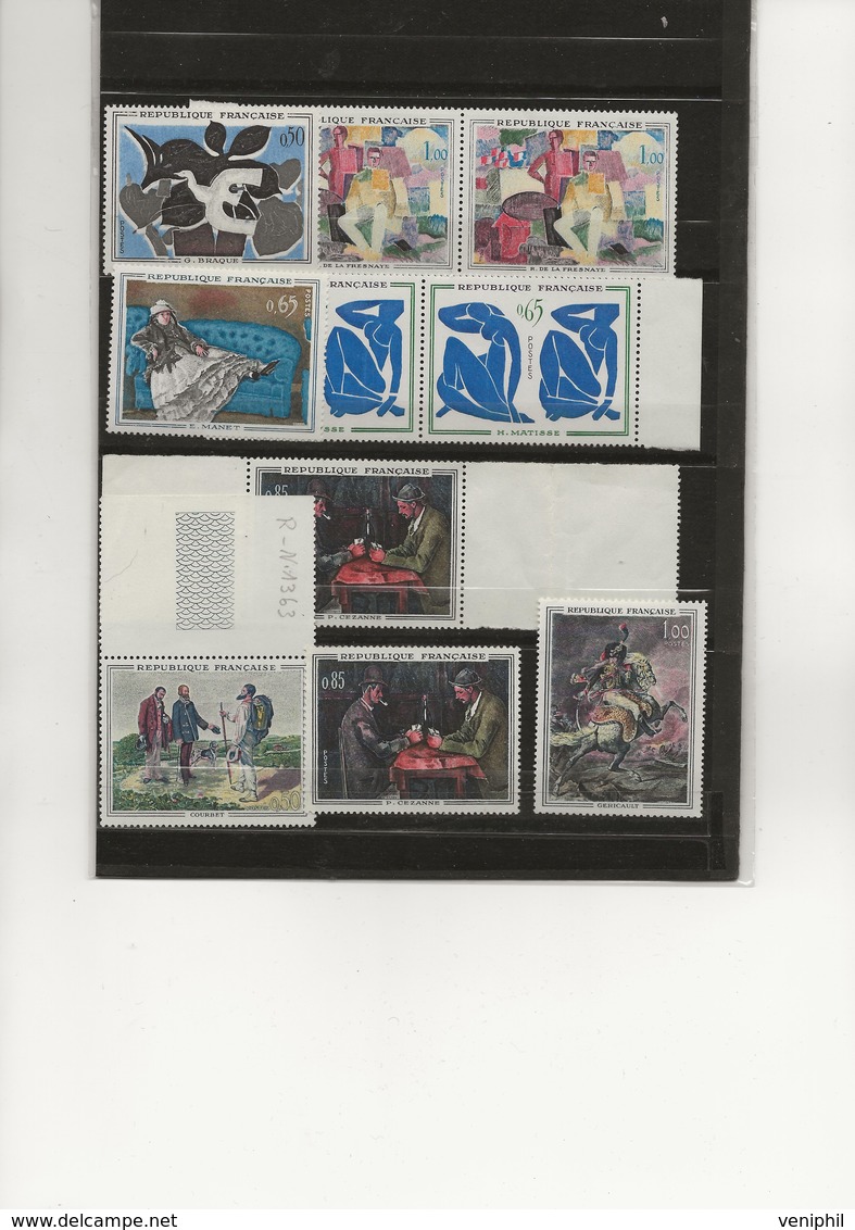 FRANCE - LOT DE  THEMATIQUE TABLEAUX  - NEUF SANS CHARNIERE  -ANNEE 1961-70 - COTE : 50  € - Ongebruikt