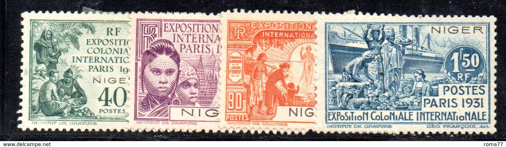 APR36 - NIGER 1931 , La Serie Completa Yvert N.53/56 Linguellata * .   (2380A) . Expo Paris - Nuovi