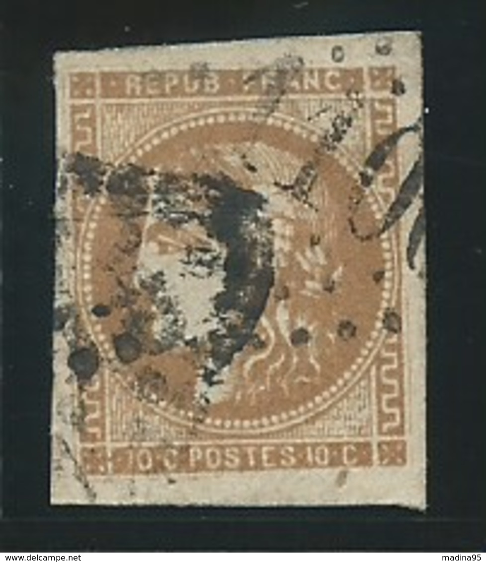 FRANCE: Obl., N° YT 43Ac, Rep 1, Bistre Foncé, Signé, TB - 1870 Emission De Bordeaux