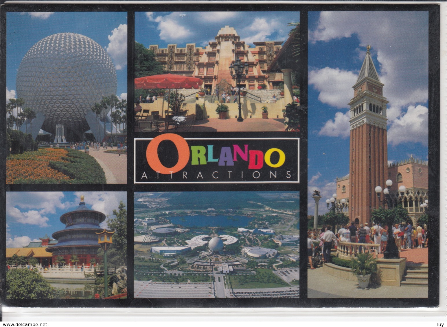 ORLANDO ATTRACTIONS - Multi View - The World Comes Together,   Large Format Used - Orlando