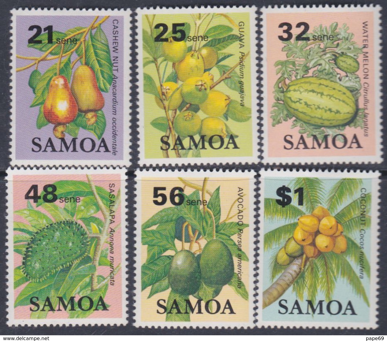 Samoa N° 547 / 52 XX Série Courante : Fruits Et Légumes,  Les 6 Valeurs Sans Charnière, TB - Samoa