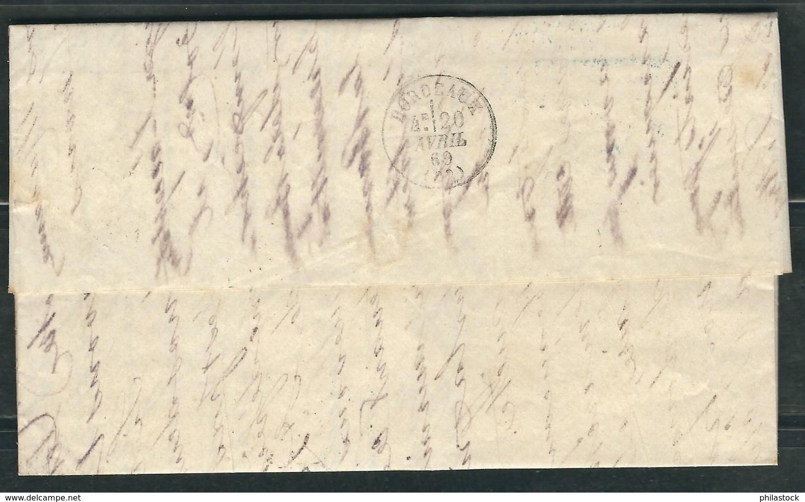 FRANCE 1869 N° 29 (variété Piquage à Cheval)  S/Lettre Entière  Obl.GC 2240 Marseille - 1863-1870 Napoleon III With Laurels