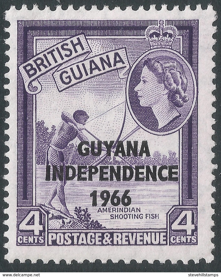 Guyana. 1966 Independence O/P. 4c MH. Sideways Block CA W/M SG 400 - Guyana (1966-...)