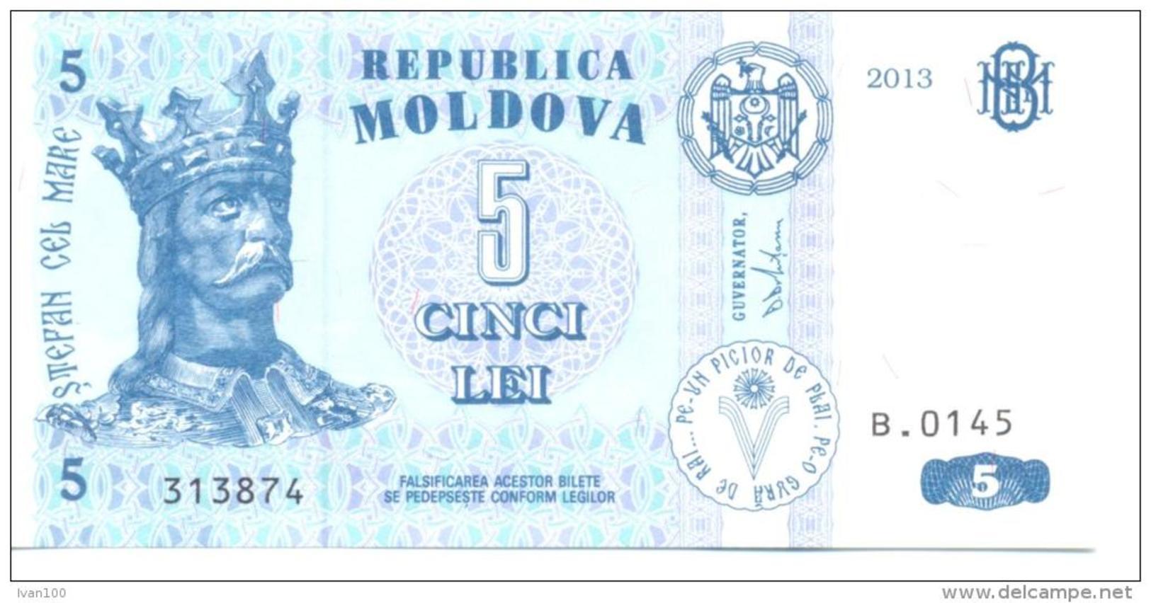 2013. Moldova, 5 Leu 2013, P-9, UNC - Moldova