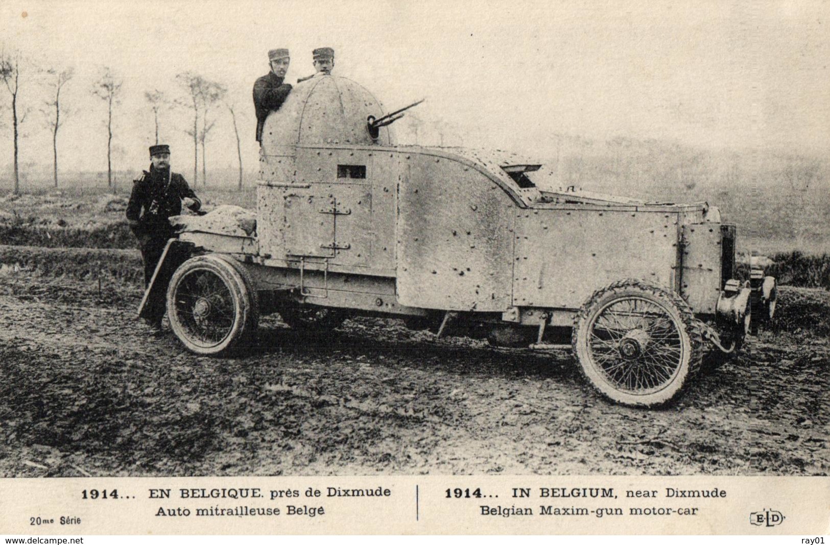 GUERRE DE 1914 - En Belgique Près De Dixmude (Diksmuide) Auto Mitrailleuse Belge. - Guerre 1914-18