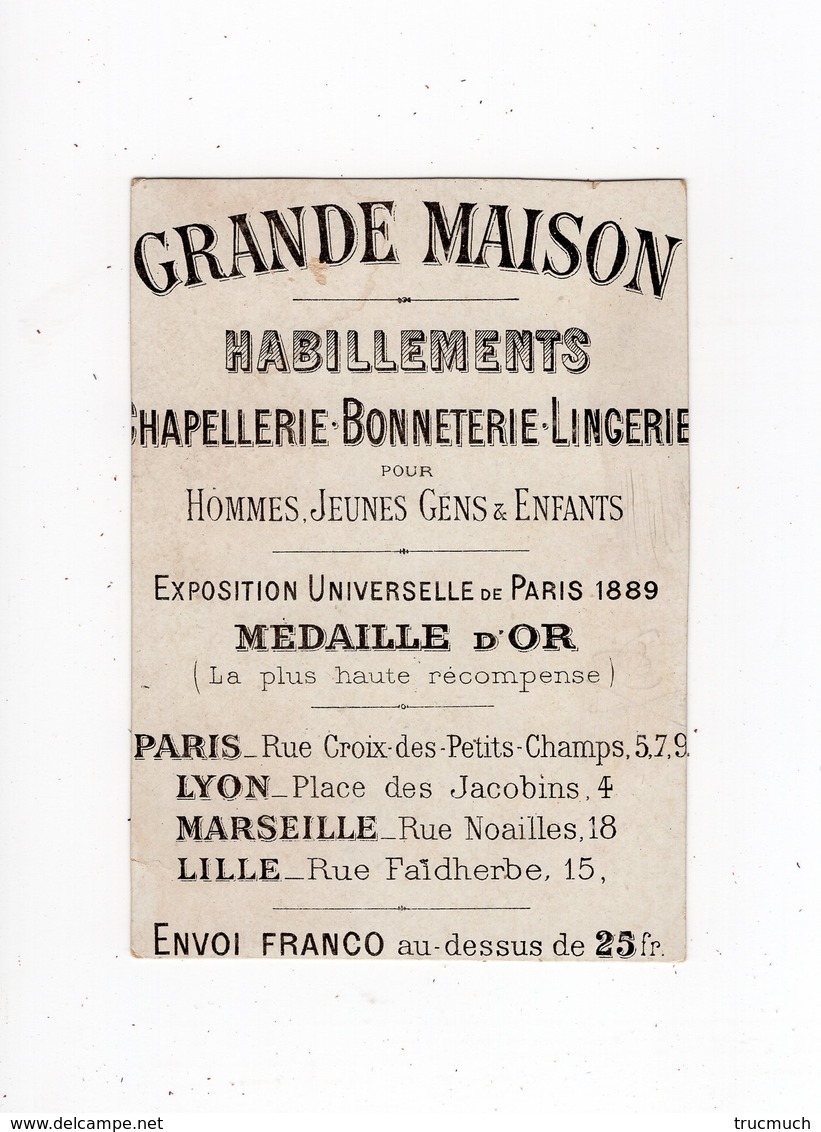 Habillements - GRANDE MAISON à  Paris - LYON - MARSEILLE - LILLE - Le Marchand De Vin - Jeus De Cartes  - Dés - Billard - Andere & Zonder Classificatie