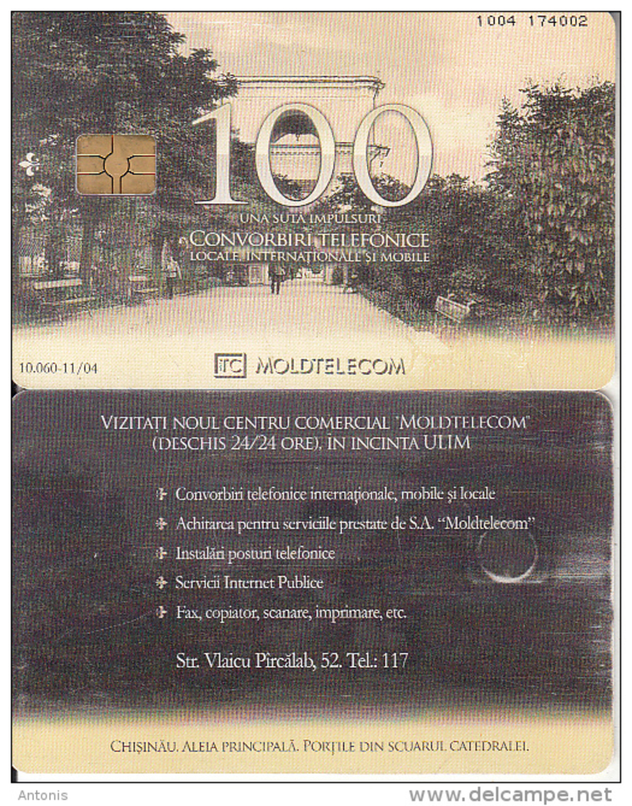 MOLDOVA - Aleia Principala, Moldtelecom Telecard 100 Units, Chip GEM3.3, Tirage 10060, 11/04, Used - Moldova