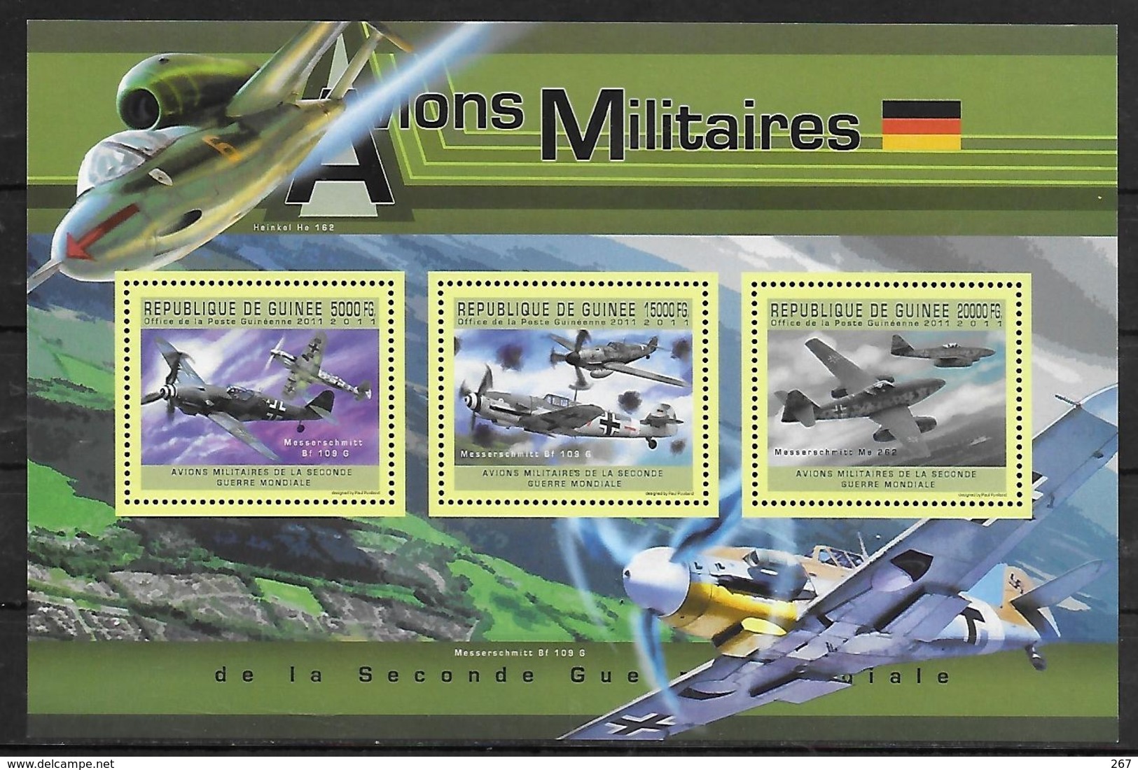 GUINEE   Feuillet N° 6166/68 * *  ( Cote 20e ) Avions Militaires - Aerei