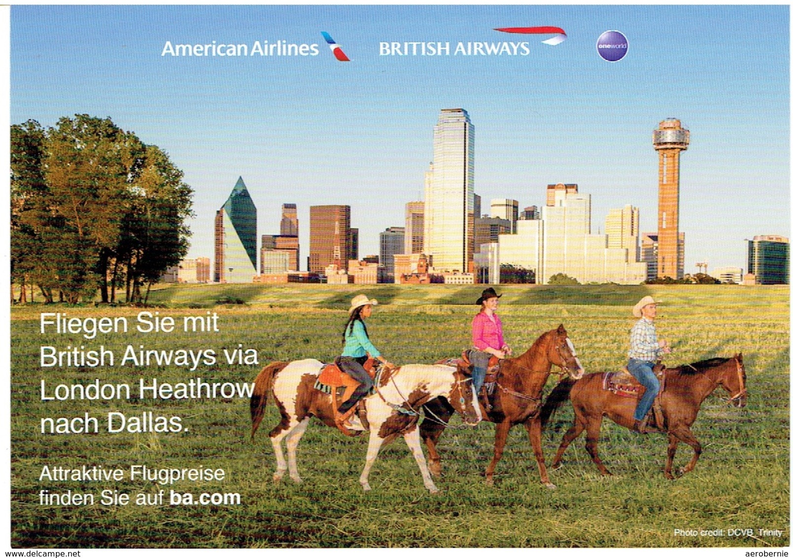 Werbekarte Britsh Airways/ American Airlines  - DALLAS - Sonstige & Ohne Zuordnung