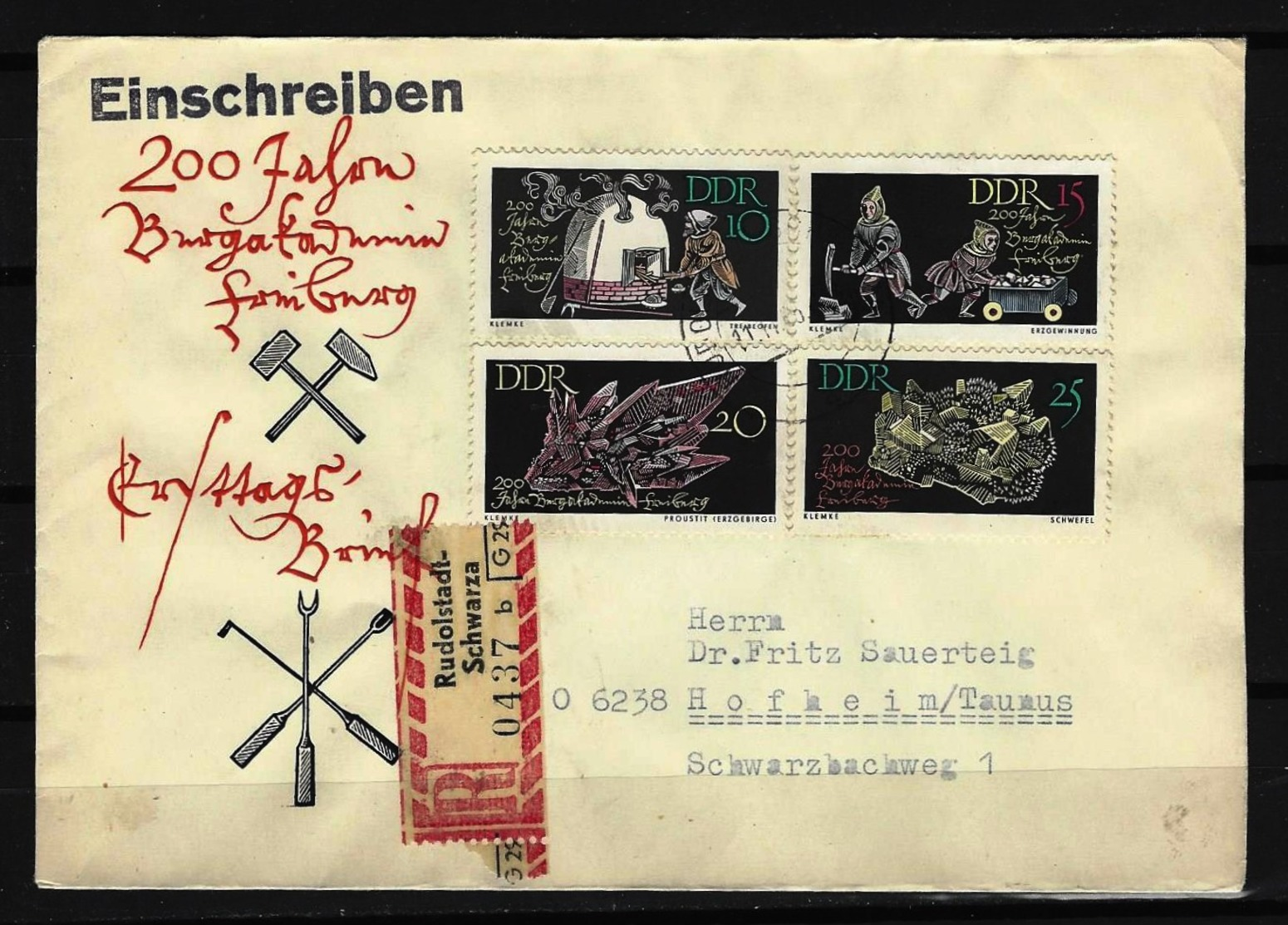 DDR - RECO-Beleg Mi-Nr. 1142 - 1145 Mit Ersttags-Tagesstempel RUDOLSTADT-SCHWARZA - Sonstige & Ohne Zuordnung