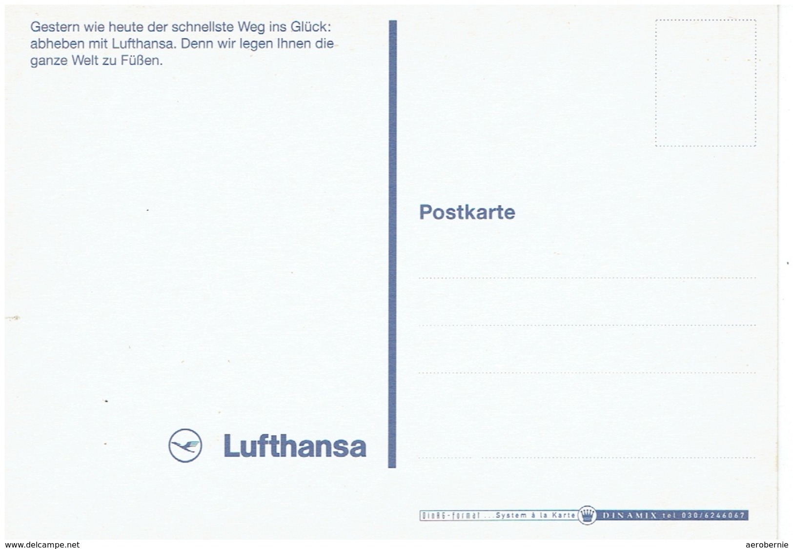 Werbekarte LUFTHANSA - Retro-Motiv - Sonstige & Ohne Zuordnung