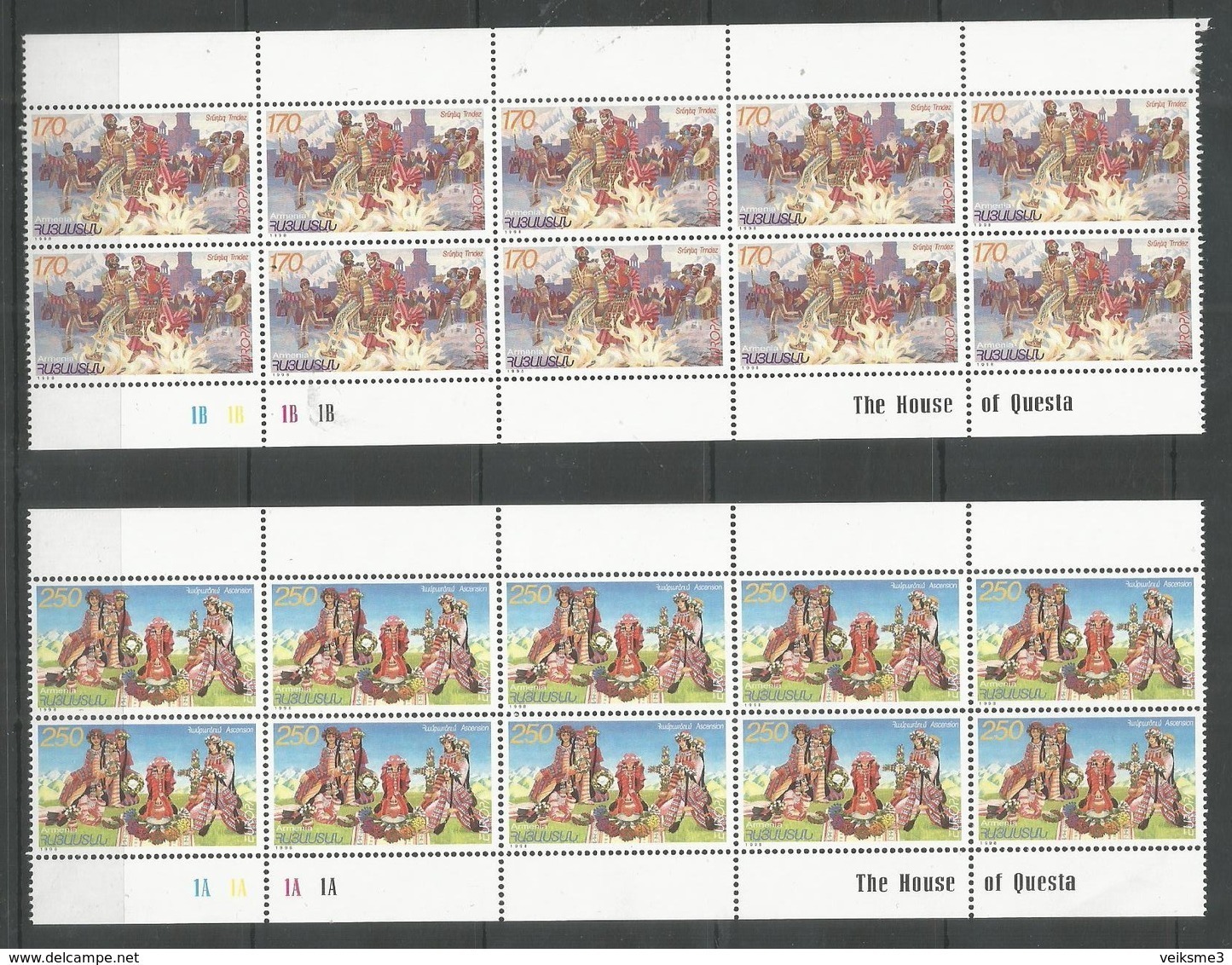 10x ARMENIA - MNH - Europa-CEPT - Art - 1998 - Folded Sheets - 1998