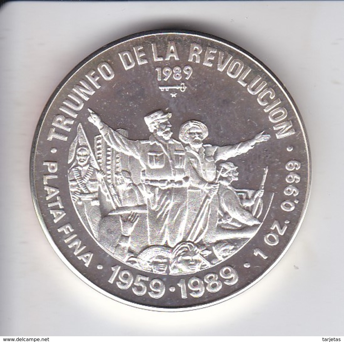 MONEDA DE PLATA DE CUBA DE 10 PESOS AÑO 1989 TRIUNFO DE LA REVOLUCION - Cuba