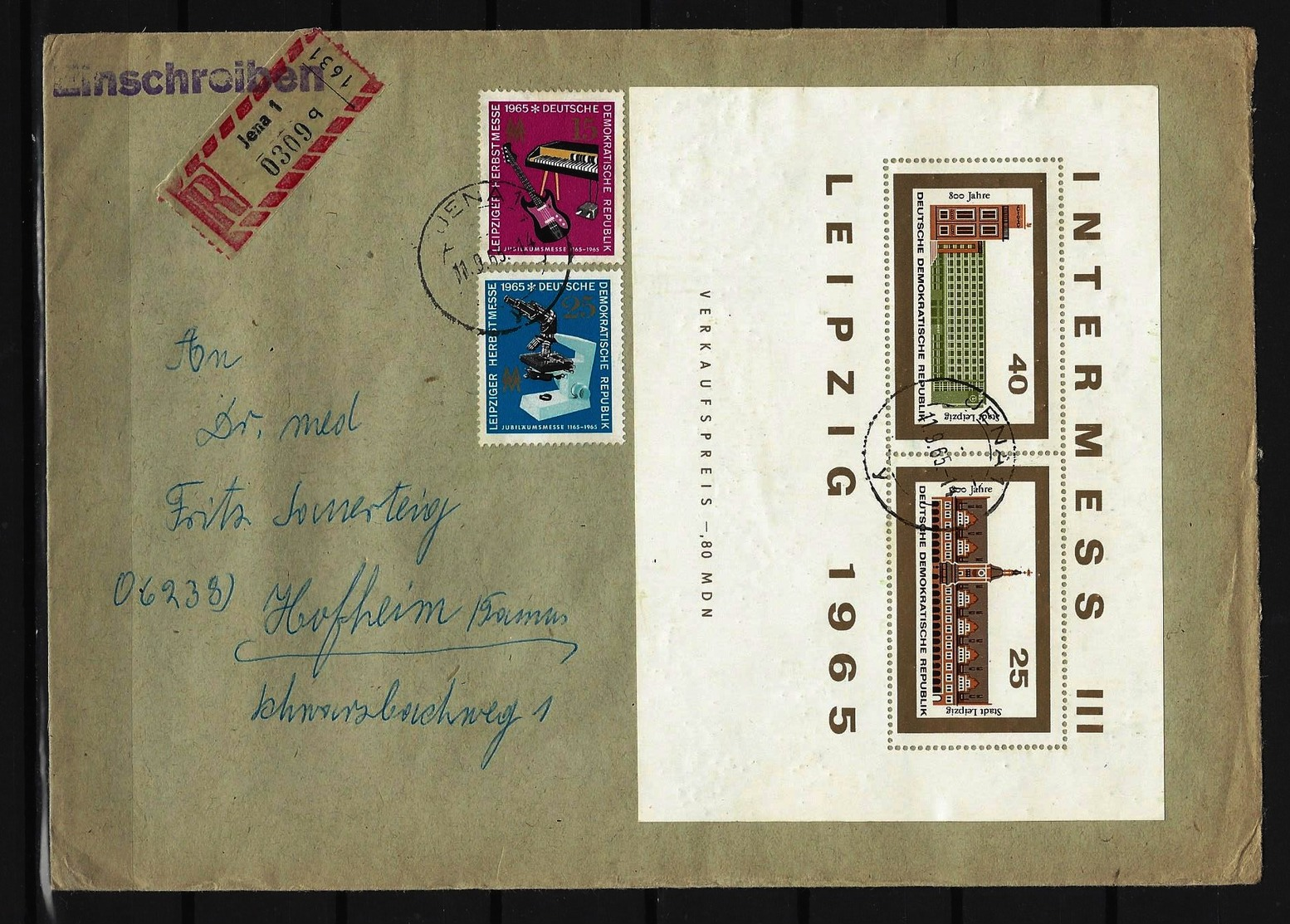 DDR - 2 RECO-Belege Mi-Nr. Block 23 + 24 Tagesstempel JENA - Sonstige & Ohne Zuordnung