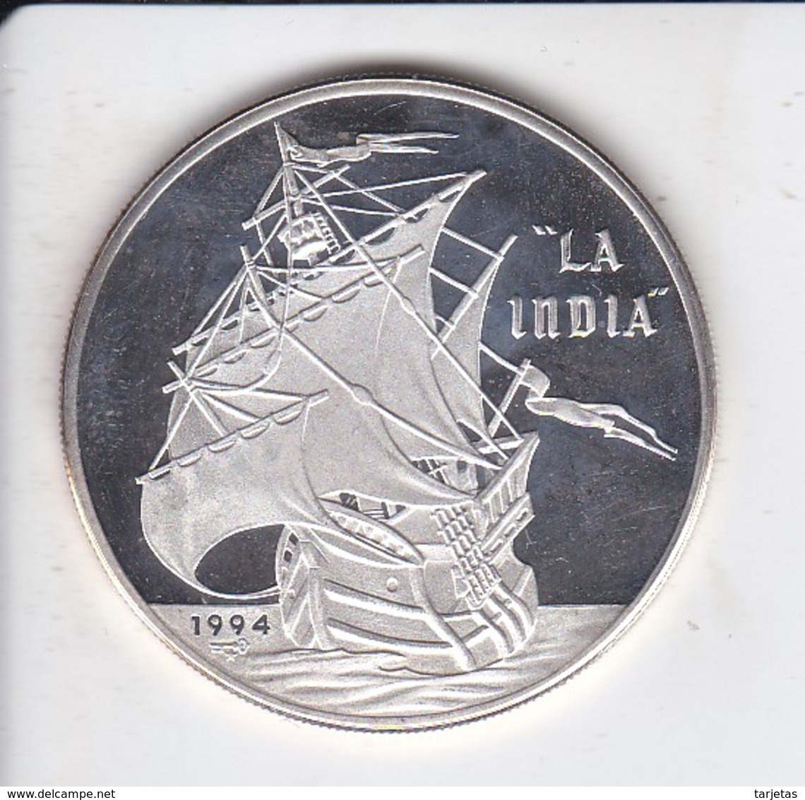 MONEDA DE PLATA DE CUBA DE 10 PESOS AÑO 1994 LA INDIA (SILVER-ARGENT) BARCO-SHIP - Cuba