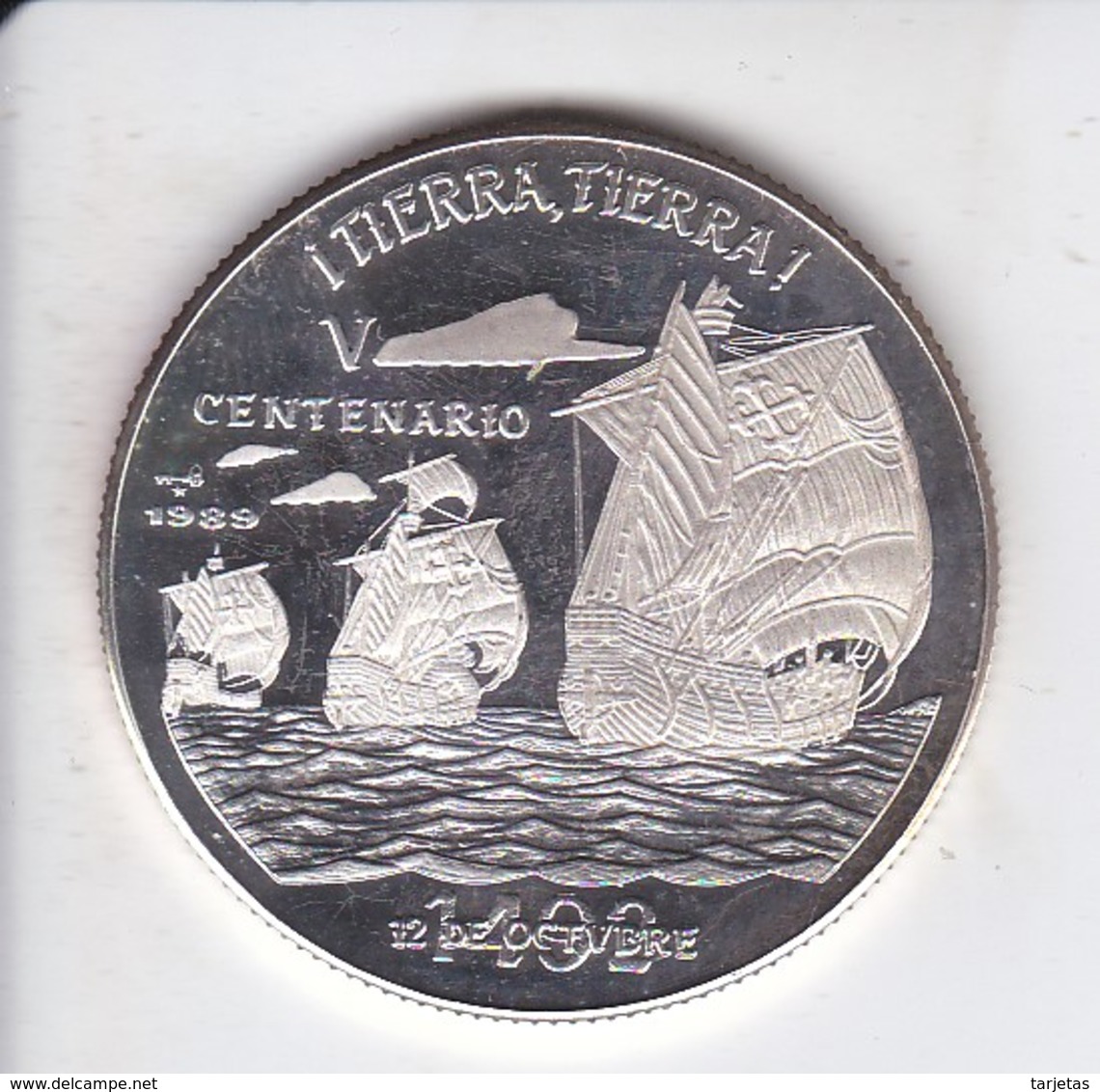 MONEDA DE PLATA DE CUBA DE 10 PESOS AÑO 1989 TIERRA-TIERRA (SILVER-ARGENT) BARCO-SHIP - Cuba