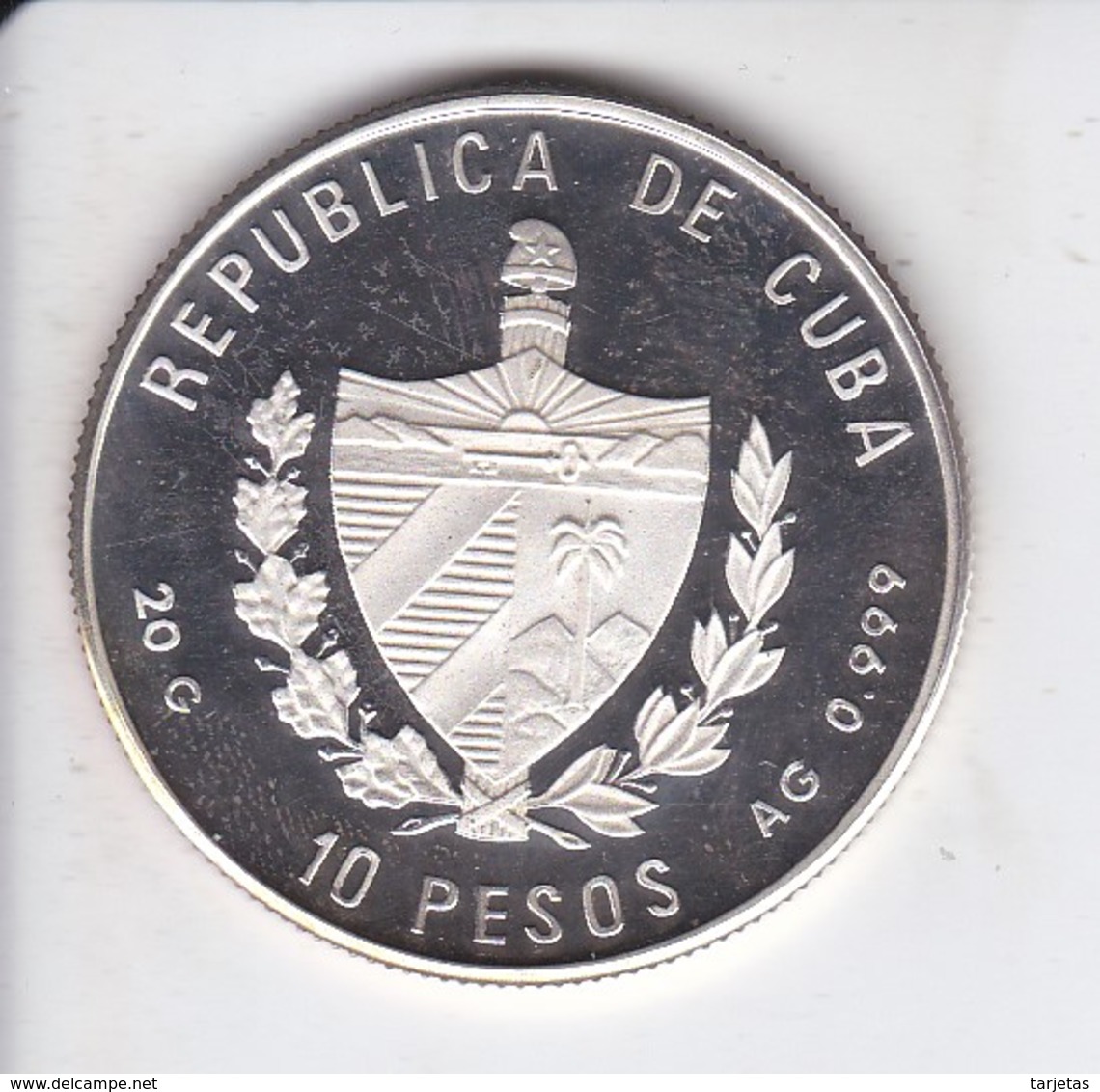 MONEDA DE PLATA DE CUBA DE 10 PESOS AÑO 1989 TIERRA-TIERRA (SILVER-ARGENT) BARCO-SHIP - Cuba