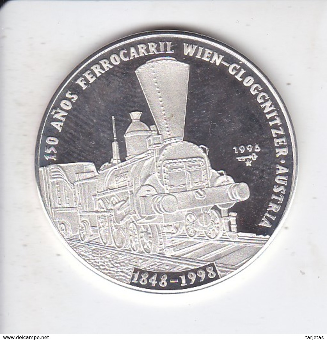 MONEDA DE PLATA DE CUBA DE 10 PESOS AÑO 1996 DE 150 AÑOS FERROCARRIL AUSTRIA (SILVER-ARGENT) TREN-TRAIN-ZUG - Cuba