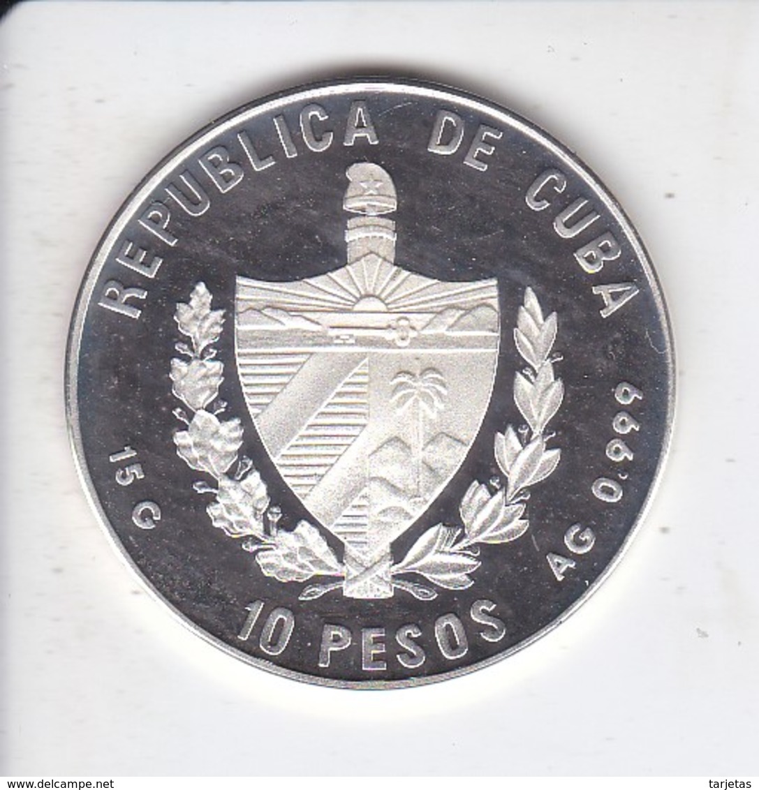 MONEDA DE PLATA DE CUBA DE 10 PESOS AÑO 1996 DE 150 AÑOS FERROCARRIL AUSTRIA (SILVER-ARGENT) TREN-TRAIN-ZUG - Cuba