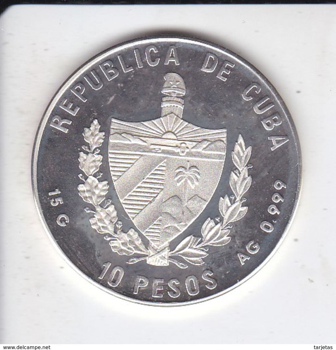 MONEDA DE PLATA DE CUBA DE 10 PESOS AÑO 1996 DEL 1º FERROCARRIL ALEMAN (SILVER-ARGENT) TREN-TRAIN-ZUG - Cuba