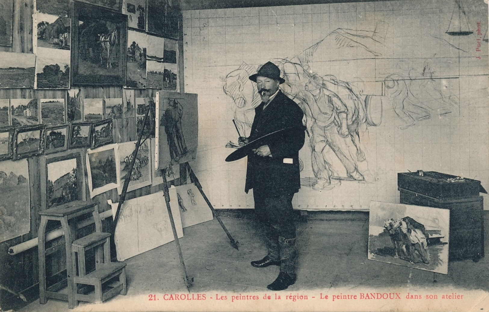 I103 - 50 - CAROLLES - Manche - Les Peintres De La Région - Le Peintre Bandoux Dans Son Atelier - Autres & Non Classés