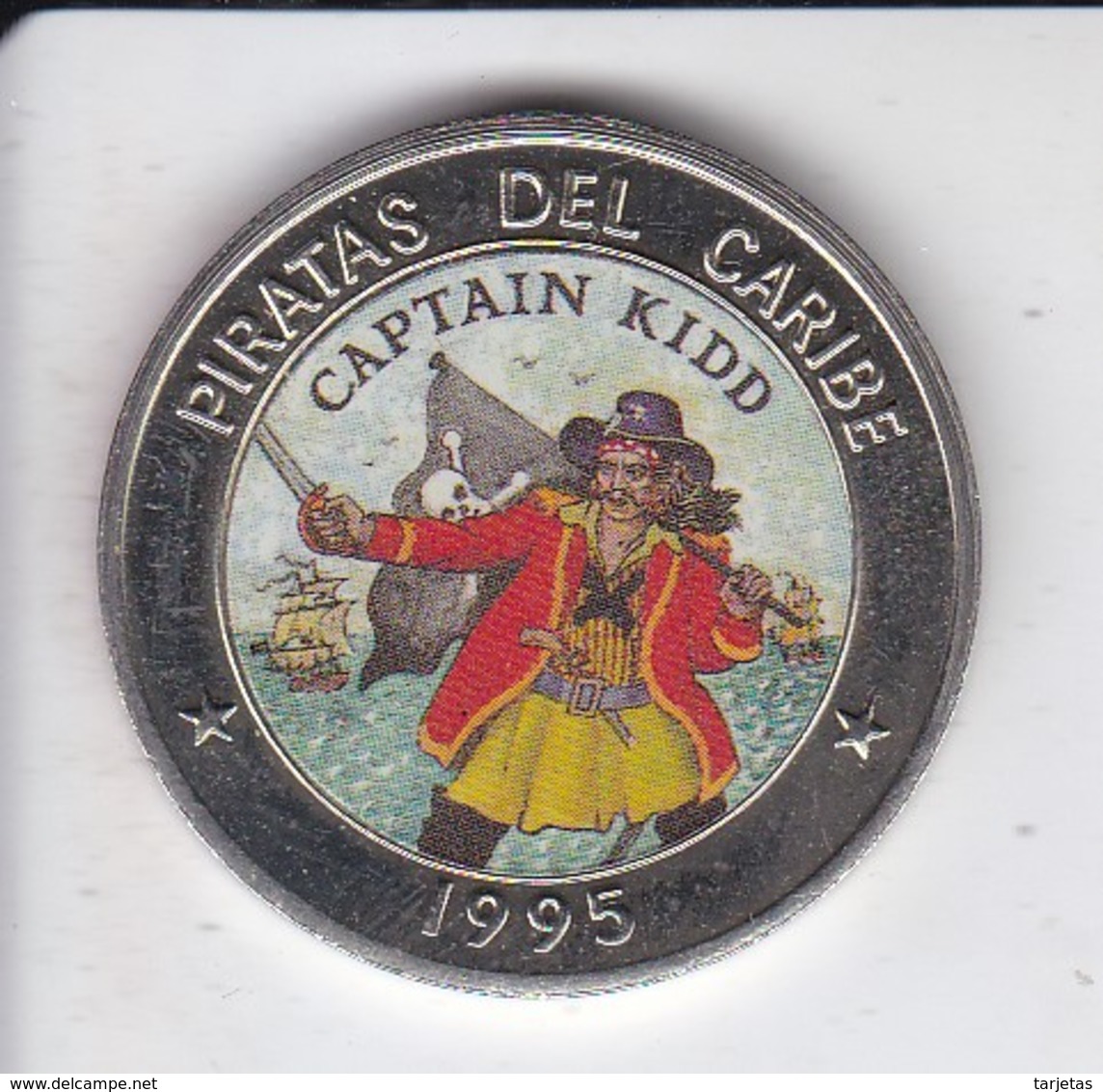 MONEDA DE CUBA DE 1 PESO DEL AÑO 1995 DE PIRATAS DEL CARIBE - CAPTAIN KIDD - Cuba