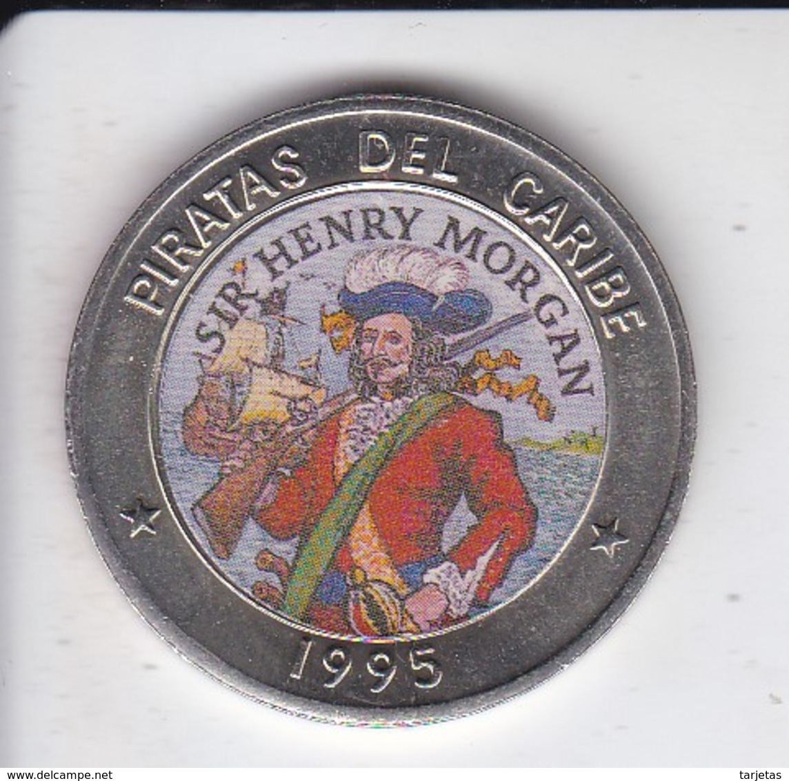 MONEDA DE CUBA DE 1 PESO DEL AÑO 1995 DE PIRATAS DEL CARIBE - SIR HENRY MORGAN - Cuba