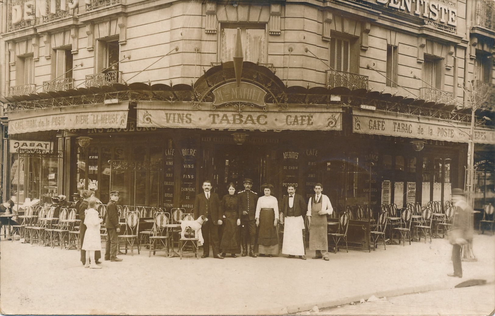 I104 - 75 - PARIS - Carte Photo - Vins Tabac Café - Maison MATHET - Rue De La Chapelle Angle Rue Ordener - Cafés, Hôtels, Restaurants