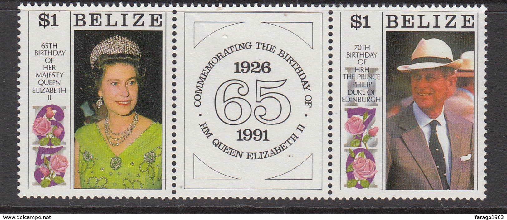 1991 Belize QEII 65 Birthdays Complete Set Of 2 MNH - Belize (1973-...)