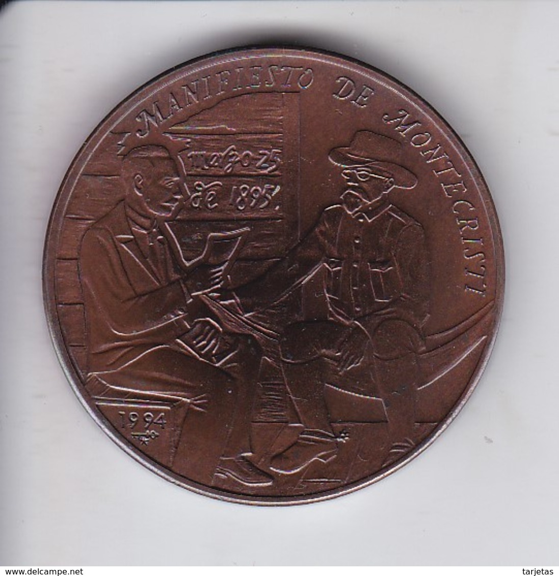 MONEDA DE CUBA DE 1 PESO DEL AÑO 1994 DEL MANIFIESTO DE MONTECRISTI (COBRE PATINADO) (COIN) SIN CIRCULAR-UNCIRCULATED - Cuba