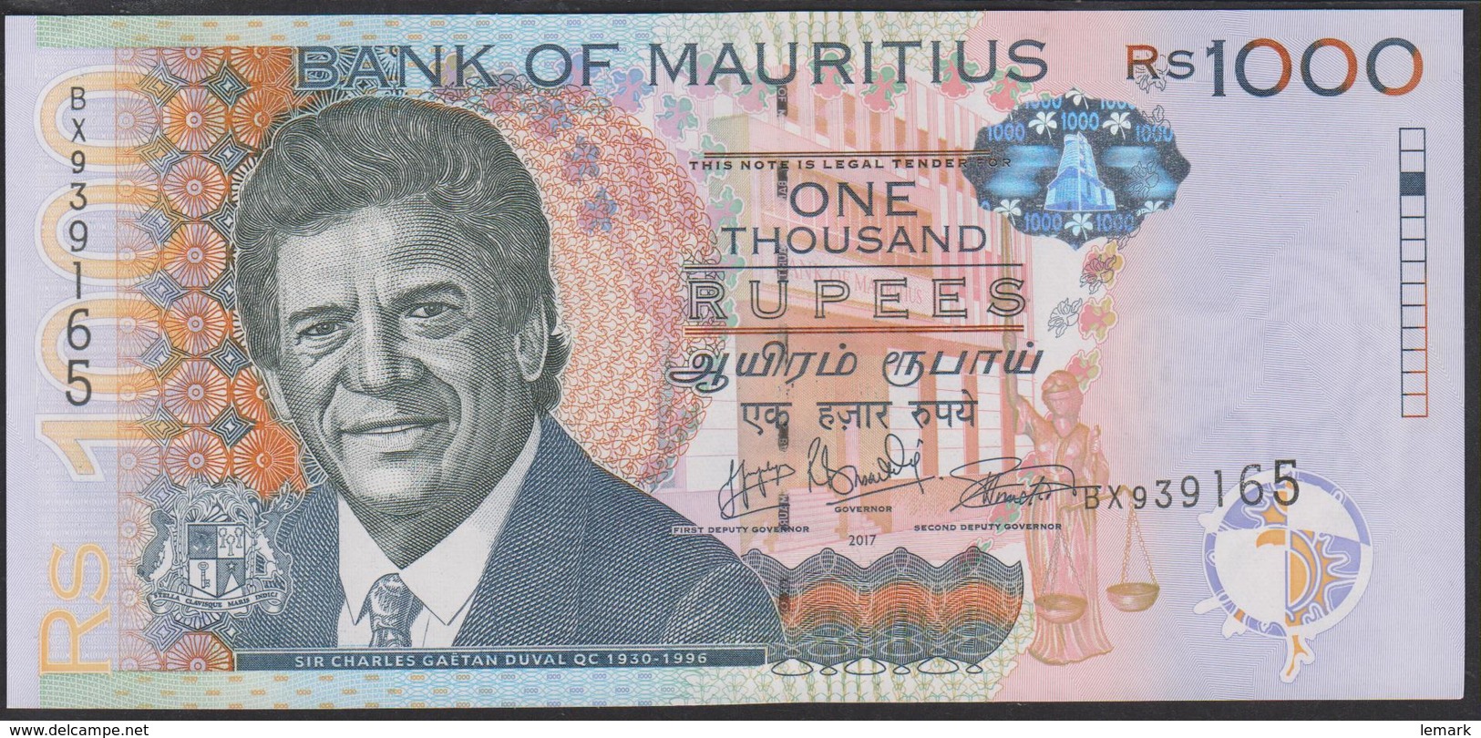 Mauritius 1000 Rupees 2017 P63d UNC - Mauritius