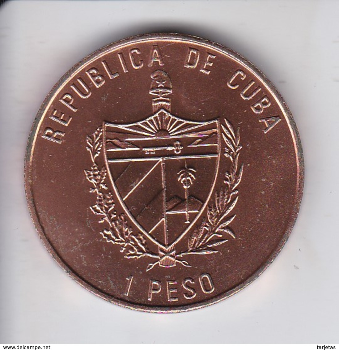 MONEDA DE CUBA DE 1 PESO DEL AÑO 1994 DE LA NAO VICTORIA (BARCO-SHIP) - Cuba