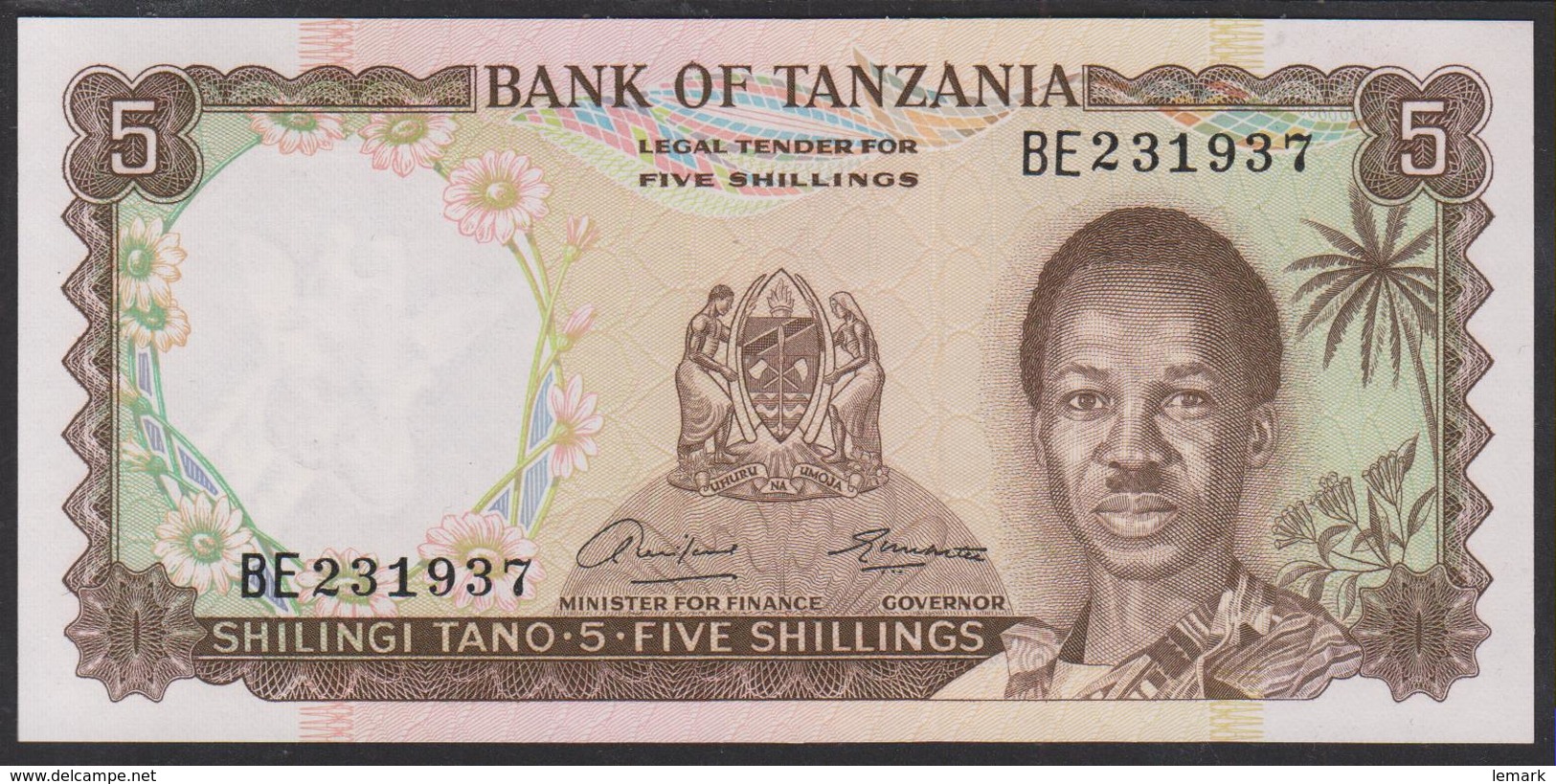 Tanzania 5 Shilingi 1966 P1 UNC - Tanzania