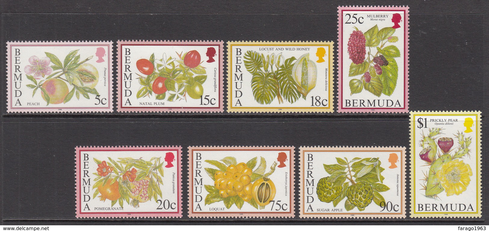 1998 Bermuda Flowering Fruit Trees Definitive REPRINTS Complete Set Of 8 MNH - Bermuda