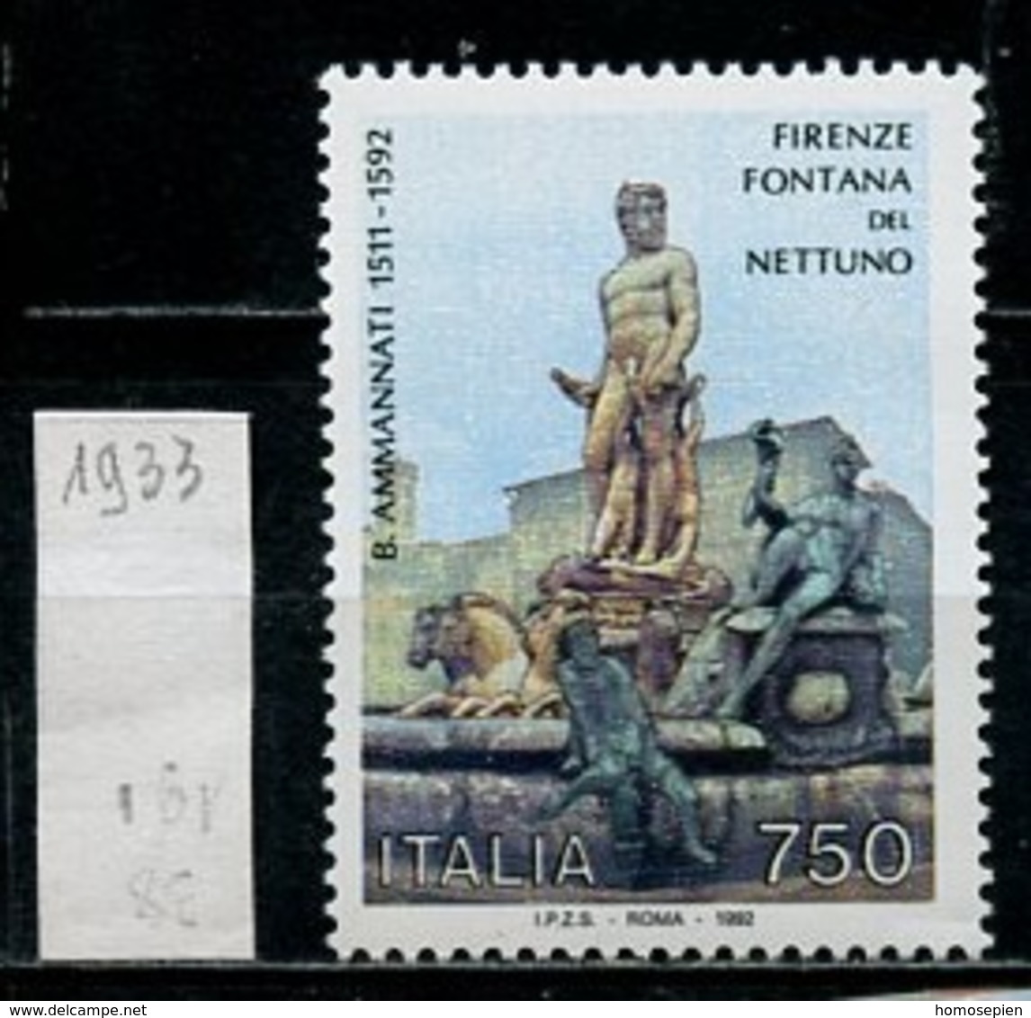 Italie - Italy - Italien 1992 Y&T N°1933 - Michel N°2201 *** - 750l Fontaine De Neptune - 1991-00: Mint/hinged