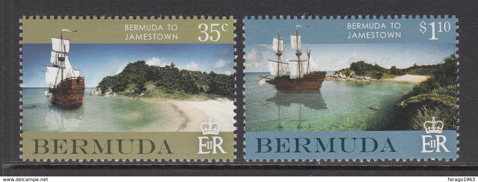 2007 Bermuda Jamestown Sailing Ships  Complete Set Of 2 MNH - Bermuda