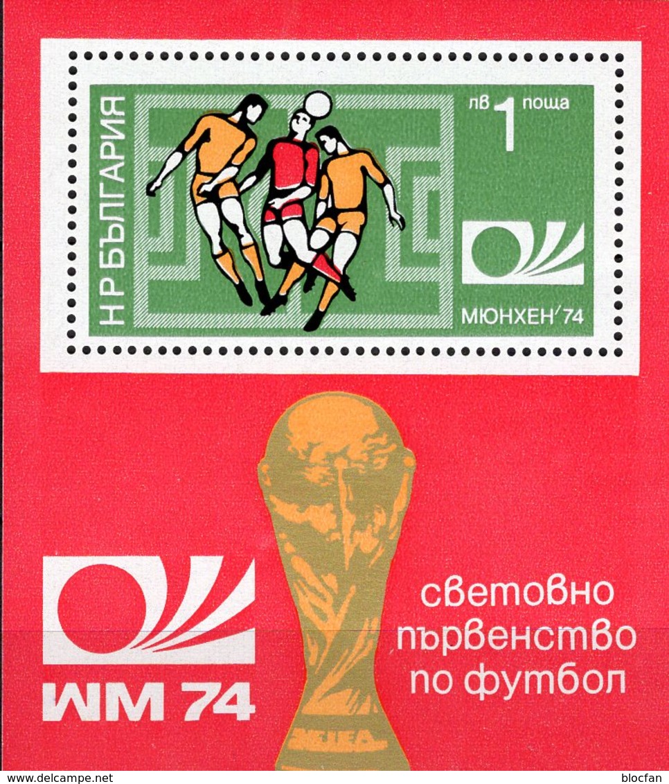 WM 1974 Bulgarien Block 47A ** 5€ Fußballfeld Championat Bloque Hojita Soccer S/s Bloc Sport M/s Sheet Bf Football - Blocks & Sheetlets