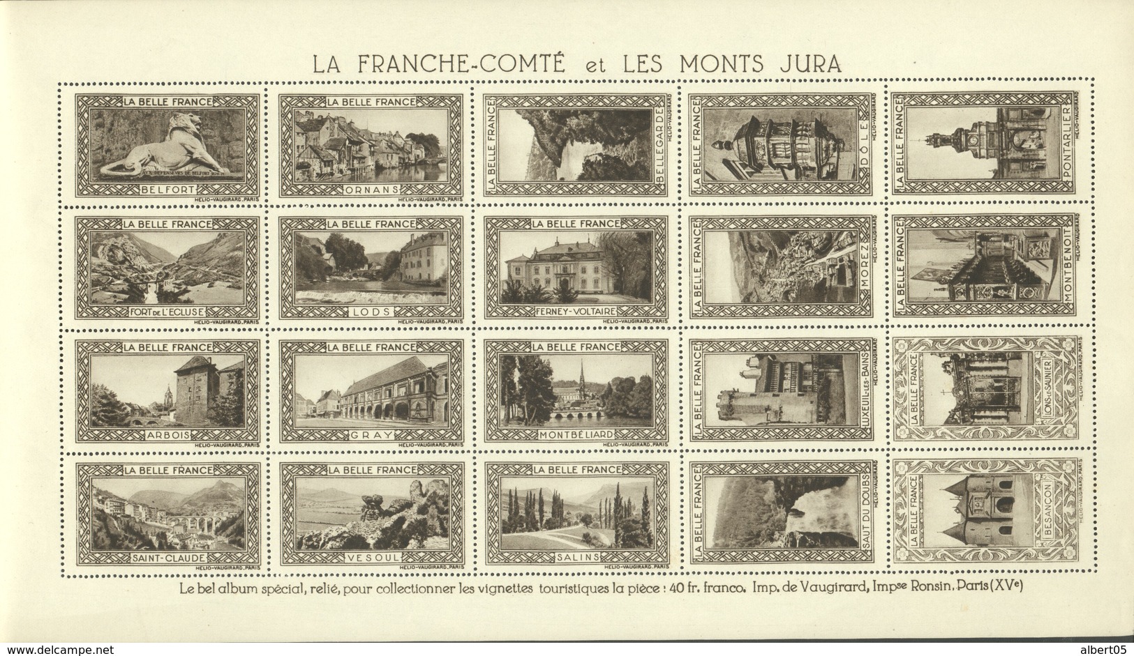 La Franche Comté Et Les Monts Jura - 4 Feuilles De 20 Vignettes - 4 Couleurs - Turismo (Viñetas)