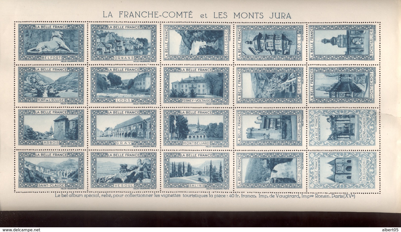La Franche Comté Et Les Monts Jura - 4 Feuilles De 20 Vignettes - 4 Couleurs - Tourism (Labels)