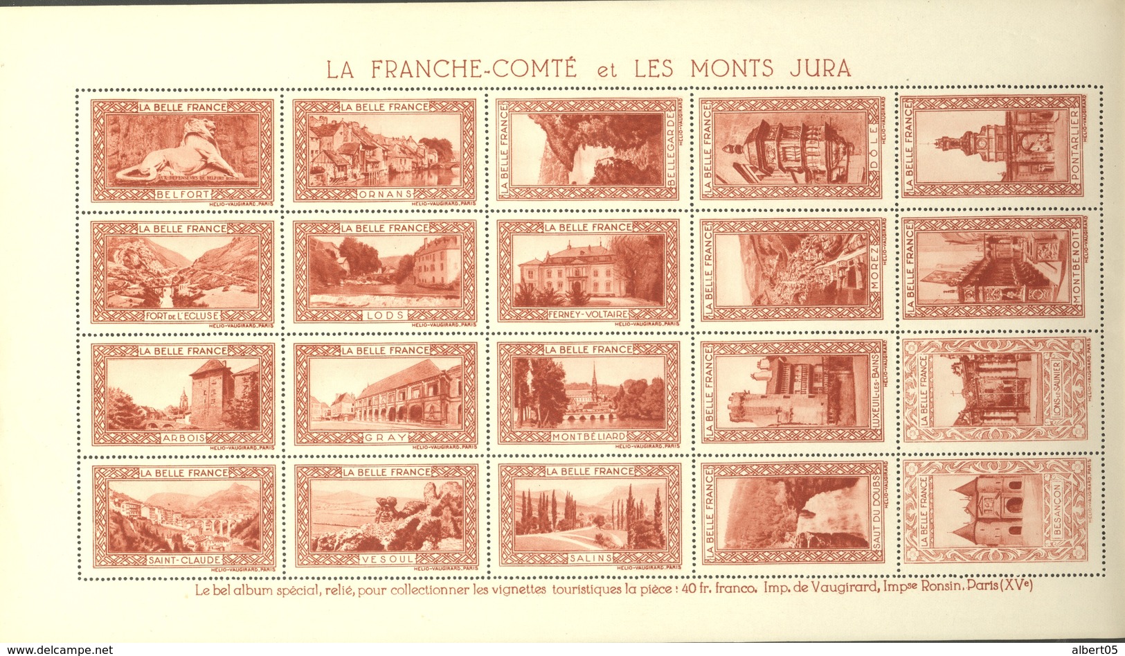 La Franche Comté Et Les Monts Jura - 4 Feuilles De 20 Vignettes - 4 Couleurs - Tourism (Labels)