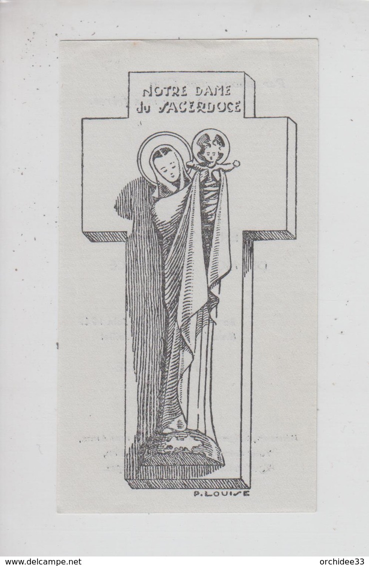 Dessin De P. Louise "Notre-Dame Du Sacerdoce" - En Souvenir De Mon Sacerdoce - Bayeux / Mesnil-Clinchamps (1949) - Devotieprenten