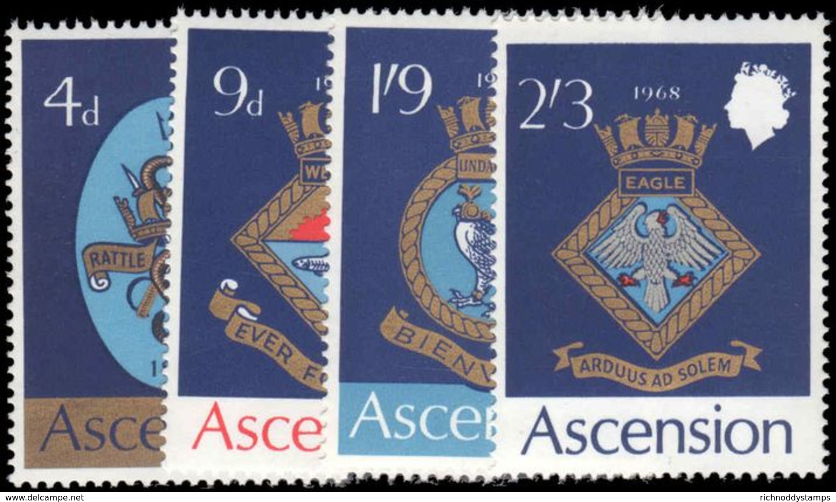 Ascension 1969 Royal Navy Crests (1st Series) Unmounted Mint. - Ascension