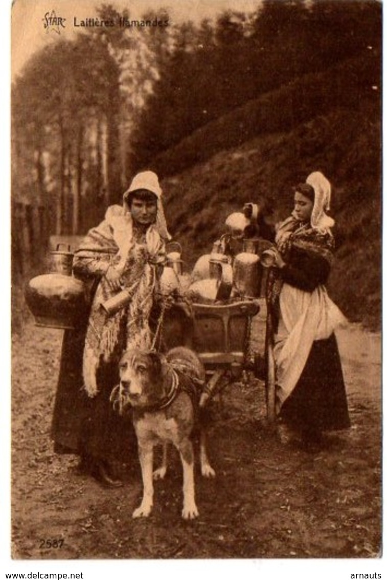 Laitières Flamandes Melkkar STAR Verstuurd In 1927 (zegel Weggedaan) Naar De Panne Verzonden Vanuit Middelburg - Londerzeel