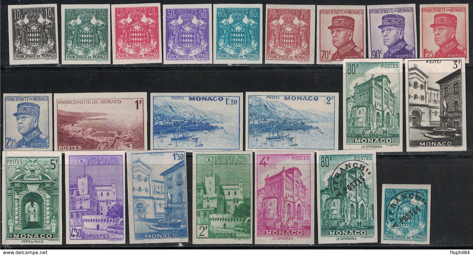 MONACO - ENSEMBLE NON DENTELE DE 22 TIMBRES DE MONACO ENTRE 1937 ET 1939. - Neufs