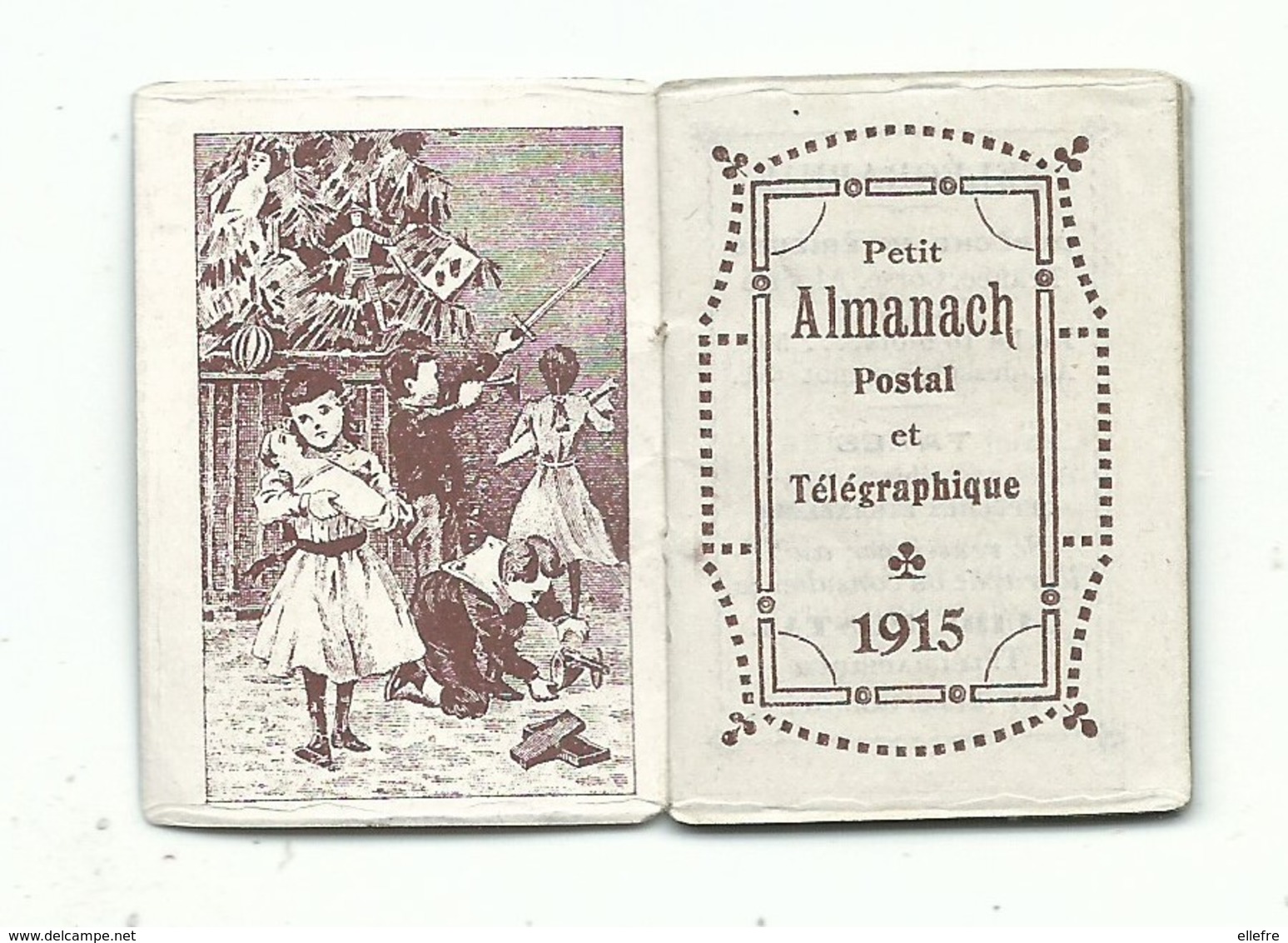 Calendrier 1915 Vieux Gréement  Petit Almanach Postal Et Télégraphique - Belle Illustration Enfant En Page Intérieure - Petit Format : ...-1900