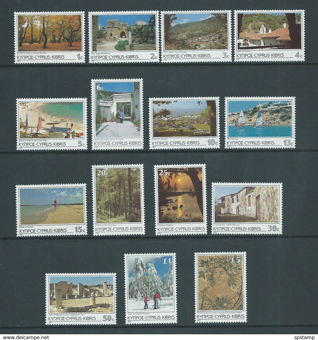 Cyprus 1985 Scene Definitive Set Of 15 MLH - Unused Stamps